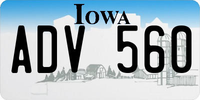 IA license plate ADV560