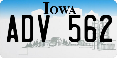 IA license plate ADV562