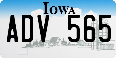 IA license plate ADV565