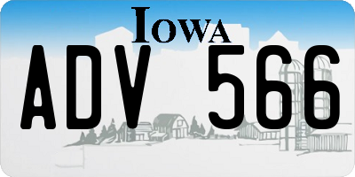 IA license plate ADV566