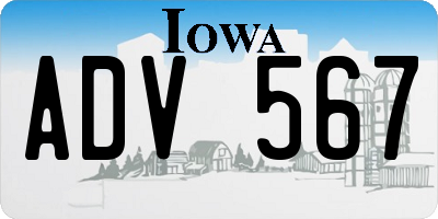 IA license plate ADV567