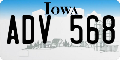 IA license plate ADV568