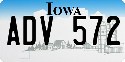 IA license plate ADV572