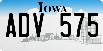 IA license plate ADV575