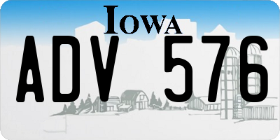 IA license plate ADV576