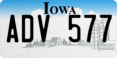 IA license plate ADV577