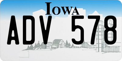 IA license plate ADV578