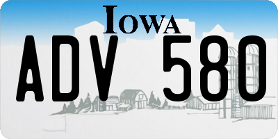 IA license plate ADV580