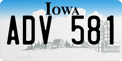 IA license plate ADV581