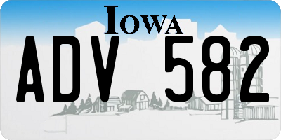IA license plate ADV582