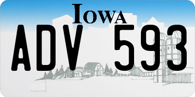 IA license plate ADV593