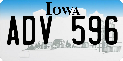 IA license plate ADV596