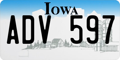 IA license plate ADV597
