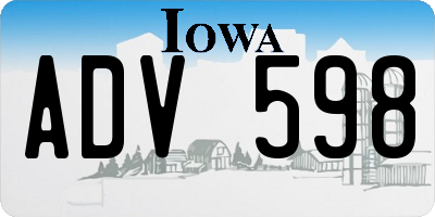 IA license plate ADV598