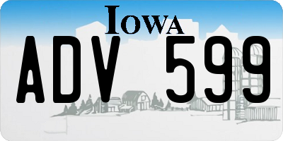 IA license plate ADV599
