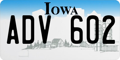 IA license plate ADV602
