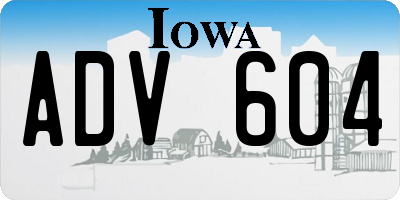 IA license plate ADV604