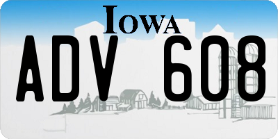 IA license plate ADV608