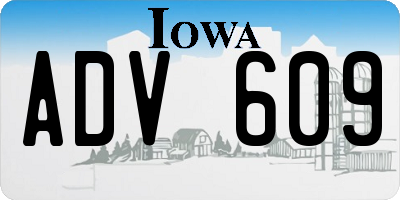 IA license plate ADV609