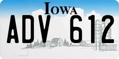 IA license plate ADV612