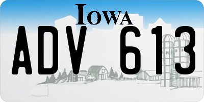 IA license plate ADV613