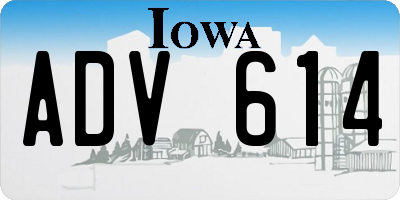 IA license plate ADV614