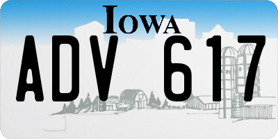 IA license plate ADV617