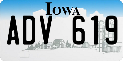 IA license plate ADV619