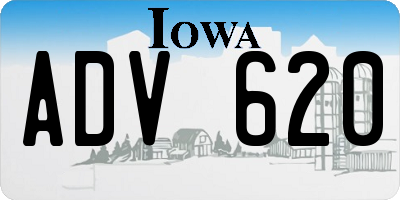 IA license plate ADV620