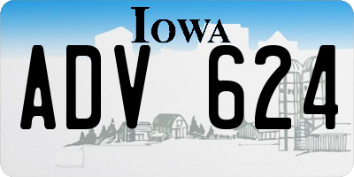 IA license plate ADV624