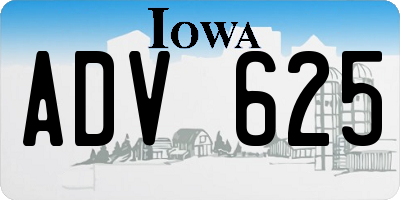 IA license plate ADV625