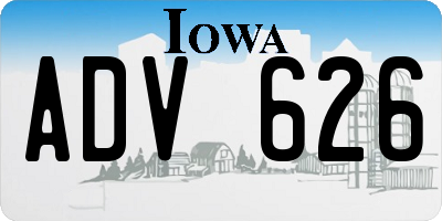 IA license plate ADV626