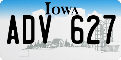 IA license plate ADV627