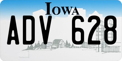 IA license plate ADV628
