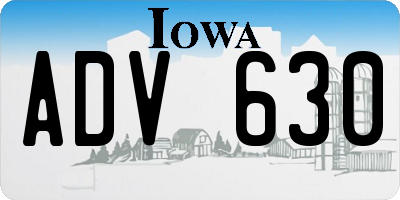 IA license plate ADV630