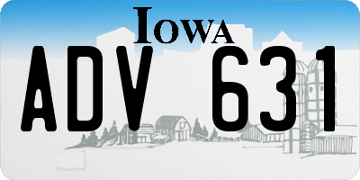 IA license plate ADV631