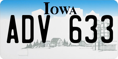 IA license plate ADV633