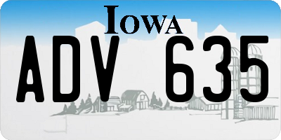 IA license plate ADV635