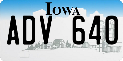 IA license plate ADV640
