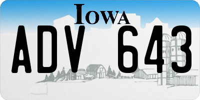 IA license plate ADV643