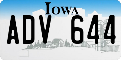 IA license plate ADV644