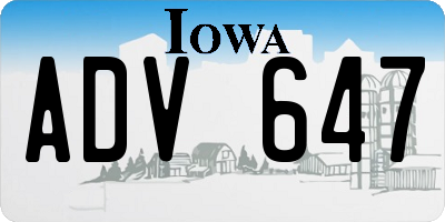 IA license plate ADV647