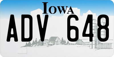 IA license plate ADV648