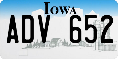IA license plate ADV652