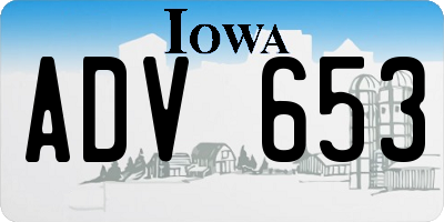 IA license plate ADV653