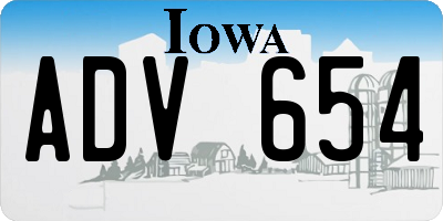IA license plate ADV654