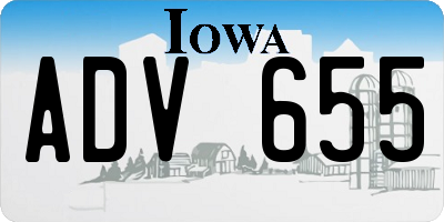 IA license plate ADV655