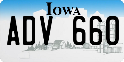 IA license plate ADV660