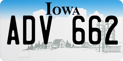 IA license plate ADV662