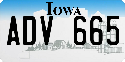 IA license plate ADV665